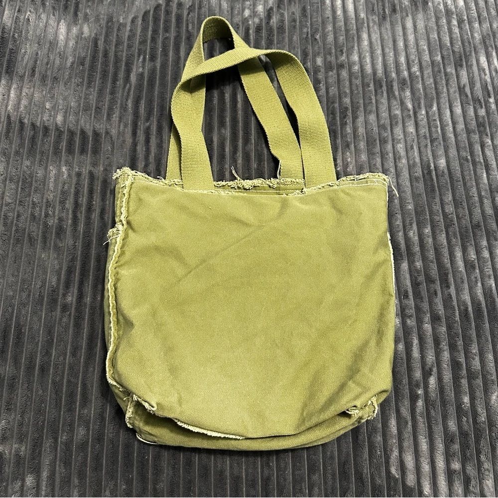 Life is Good Canvas Tote Bag Frayed Edge w/ Heart Green - Picture 8 of 8